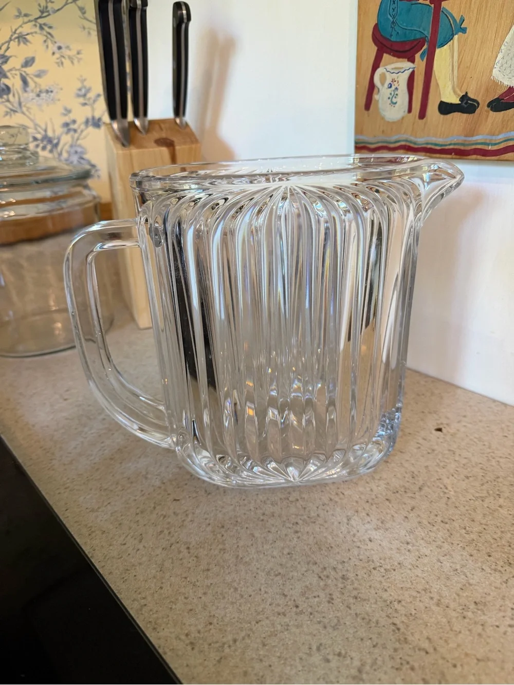 Villeroy & Boch Ribbed Crystal Quadra Art Deco Pitcher 32oz Rare